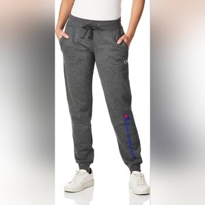 Champion Womens Powerblend Joggers, Script Logo - Grey